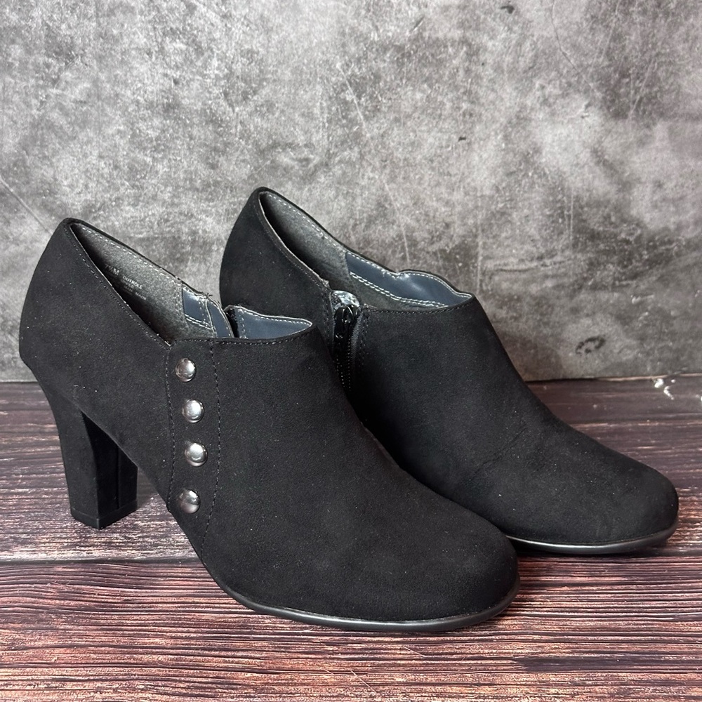 Black Suede Ankle Booties Size 7 1/2